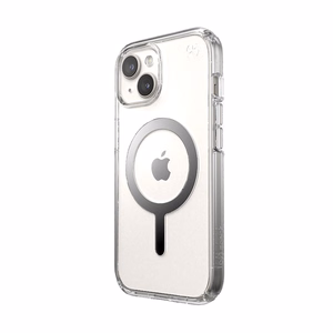 Speck Presidio Perfect-Clear MagSafe ümbris seadmele iPhone 17e / 16e / 15 / 14 / 13, läbipaistev, kroomviimistlusega, Serene Silver värvitoonis