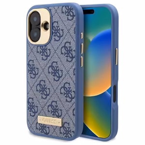 Guess 4G Logo Plate MagSafe Ümbris jaoks iPhone 16 Plus - sinine