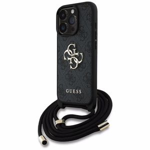 Чехол Guess для iPhone 16 Pro Max GUHCP16XP4GMGCRK (CBDY PU 4G Big Logo W/Cord Strap) чёрный