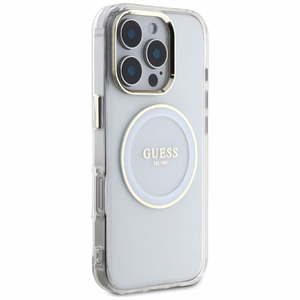 Guess IML Metal Colored Circle Classic Logo MagSafe ümbris jaoks iPhone 16 Pro - valge