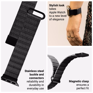 Crong Eclipse magnetiline kunstnahast rihm Apple Watch 44 / 45 / 46 / 49 mm kellale, must