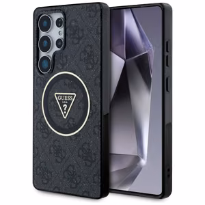 GUESS чехол для Samsung S25 Ultra GUHMS25LHG4PRTGK (Magnetic IML Metal Glitter 4G Circle Triangle) чёрный