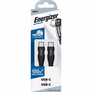 Energizer Ultimate C541CKBK USB-C–USB-C laadimis- ja andmekaabel, 2 m, 100 W, must