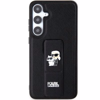 Karl Lagerfeld Gripstand Saffiano Karl&Choupette Pins ümbris jaoks Samsung Galaxy S24 - must
