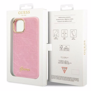 Guess Croco Collection ümbris jaoks iPhone 14 - roosa