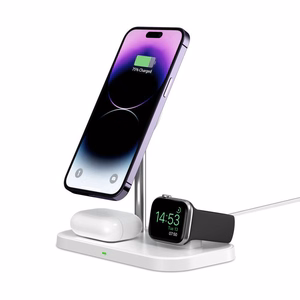 Tech-Protect QI15W-A22 MagSafe induktiivne laadija koos 3in1 MagSafe alus jaoks smartphone / Apple Watch / AirPods - valge