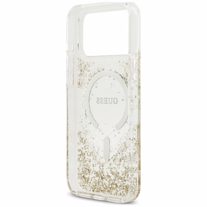 Guess Resin Bottom Glitter MagSafe ümbris mudelitele iPhone 18 Pro Max / 17 Pro Max, kuldne