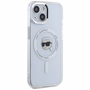KARL LAGERFELD ümbris jaoks IPHONE 15 compatible with MagSafe KLHMP15SHLSKIH (IML Metal K Head) valge