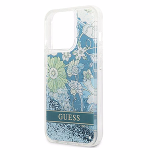 Guess GUHCP13XLFLSN iPhone 13 Pro Max 6.7" зелёный/зелёный жёсткий чехол Flower Liquid Glitter