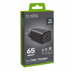 SBS TETRGAN1C65W 65W GaN Power Delivery Laadija - must