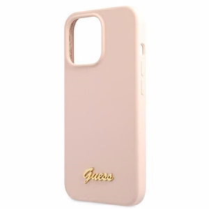 Guess GUHMP13XLSLMGLP iPhone 13 Pro Max 6.7" светло-розовый/светло-розовый жёсткий чехол Silicone Script Gold Logo Magsafe