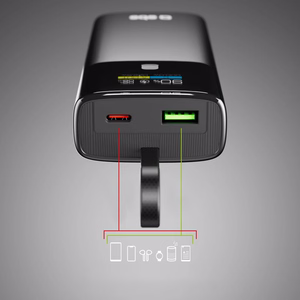 SBS 10000mAh PD 20W Powerbank with LCD Display and Built-in USB-C Cable - Gray