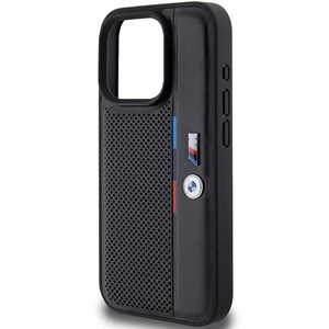 BMW Perforated Tricolor Line ümbris jaoks iPhone 15 Pro - must