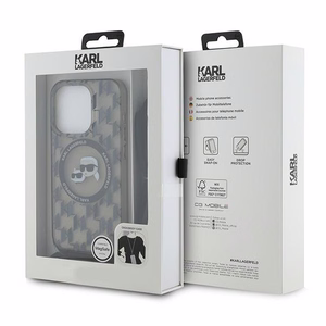 Karl Lagerfeld IML Crossbody Monogram Karl & Choupette Head MagSafe чехол для iPhone 15 Pro Max - чёрный