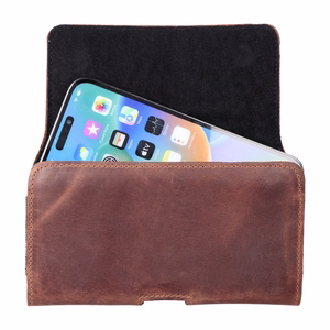 ROYAL Crazy Horse universal horizontal leather belt holster size 3XL jaoks Umidigi Bison 2 Pro / GT2 Pro 5G / X10 Pro / 202 DOOGEE S98 / S96 Pro / S88 Pro / S58 Pro 6 / S40 Pro HAMMER Blade 5G / Iron 3 / Blade 3 CAT S53 brown