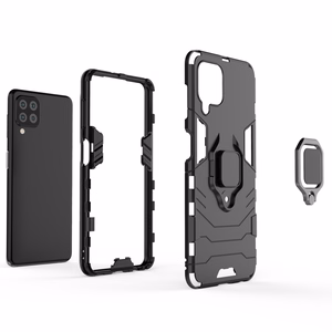 Ring Armor Case Kickstand Tough Rugged Cover for Samsung Galaxy A22 4G blue