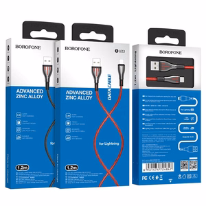 Borofone Highway BU23 USB-A–Lightning kaabel, 1.2 m, must ja punane