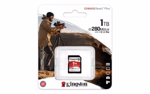Kingston Technology 1TB Canvas React Plus SDXC UHS-II 280R/150W U3 V60 Full HD/4K jaoks
