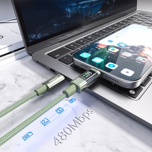 Choetech XCC-1068 PD 60W USB-C - USB-C kaabel ekraaniga 1.2 m - roheline
