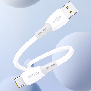 Dudao L25ST 5A USB-A - USB-C kaabel pehme silikoonpõimikuga 1m - valge