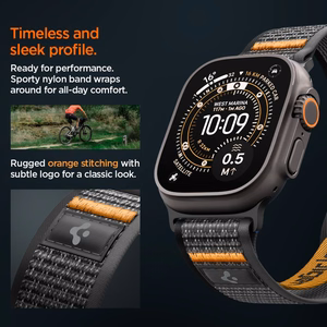 Spigen Athlex Air 2 rihm Apple Watch 8 / 9 / 10 / 11 / SE / Ultra (44 / 45 / 46 / 49 mm) must / oranž