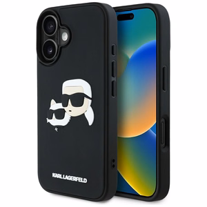 Karl Lagerfeld HC 3D Rubber Double Heads iPhone 16 Ümbris - must