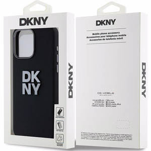 DKNY Liquid Silicone Metal Logo iPhone 15 Pro Ümbris - Must