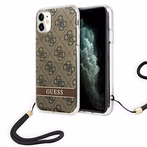 Guess GUOHCN61H4STW iPhone 11 pruun/pruun kõvakaaneline 4G Print rihm