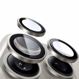 Закалённое стекло Tel Protect Titanium Lens 99% AR на камеру для Iphone 16 Pro/16 Pro Max титановый (3 шт. на объектив)