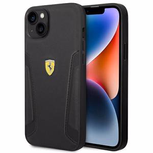 Ferrari FEHCP14MRBUK iPhone 14 Plus 6.7" чёрный/чёрный жёсткий чехол Leather Stamp Sides