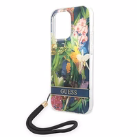 Guess GUOHCP14XHFLSB iPhone 14 Pro Max 6.7 "sinine / sinine hardcase Flower Strap