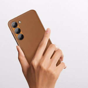 Dux Ducis Grit ümbris jaoks Samsung Galaxy S23+ elegant ümbris made of artificial leather brown