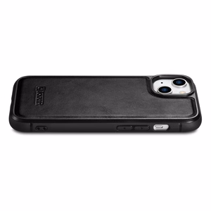 iCarer Leather Oil Wax case covered with natural leather for iPhone 14 Plus black (WMI14220719-BK)