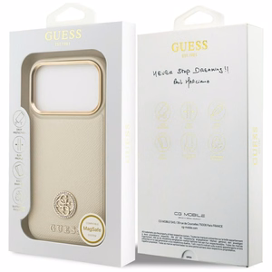 Guess Grained Strass Logo MagSafe ümbris jaoks iPhone 17 Pro - beige