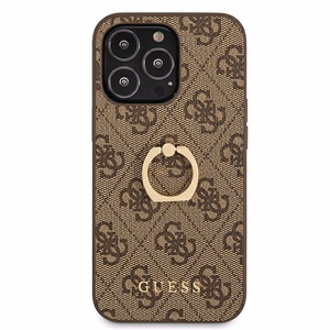 Guess GUHCP13L4GMRBR iPhone 13 Pro / 13 6.1" pruun/pruun kõvakott 4G koos rõngaste stendiga