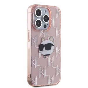 Karl Lagerfeld IML Choupette Head & Monogram ümbris jaoks iPhone 15 Pro - roosa
