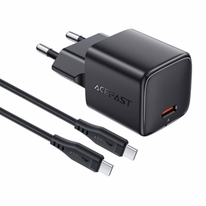 Laadija Acefast A118 30W GaN USB-C + USB-C USB-C-le kaabel 1.2m must
