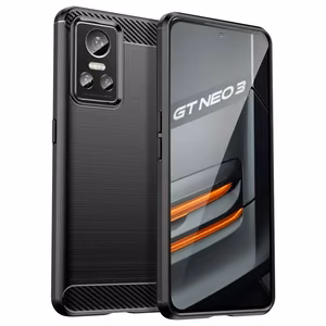 Carbon Case ümbris Realme GT Neo 3 paindlikule silikoonist süsinikkattele musta värvi