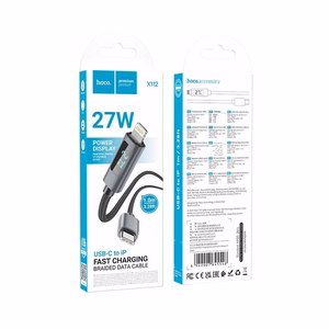 Кабель USB C to Lightning Hoco PD 27W с дисплеем 1 м X112 чёрный