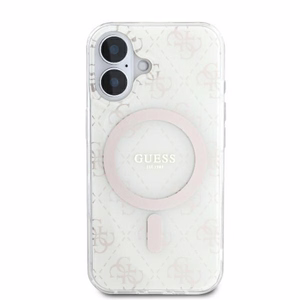 Guess IML 4G Background MagSafe Ümbris jaoks iPhone 16 Plus - valge