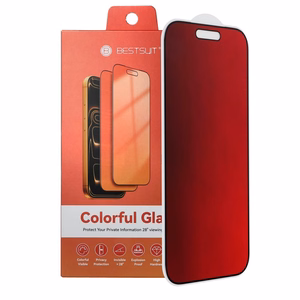 Bestsuit 5D Colorful Privacy 180 painduv hübriidkaitseklaas mudelile iPhone 15 Pro, magenta
