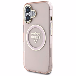 Guess IML Metal Mountain Logo MagSafe iPhone 16 Ümbris - roosa