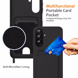Samsung Galaxy A37 5G TPU Case with Card Holder and Crossbody Lanyard - Black