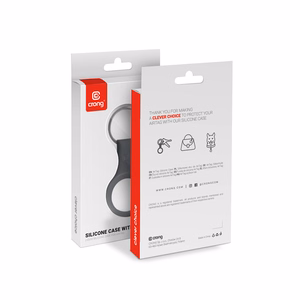 Crong Silicone ümbris seadmele Apple AirTag 1 / 2, võtmerõngaga, must
