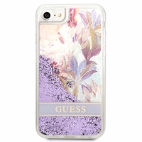 Guess Flower Liquid Glitter ümbris iPhone SE 2022 / SE 2020 / 7 / 8 jaoks - lilla