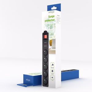 Gembird Surge protector, 5 French sockets, 3 m, black