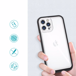 Läbipaistev 3in1 ümbris iPhone 12 Pro raamile geeliga must kattekate