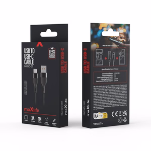 Maxlife MXUC-07 кабель USB - USB-C 1,0 m 3A черный нейлон