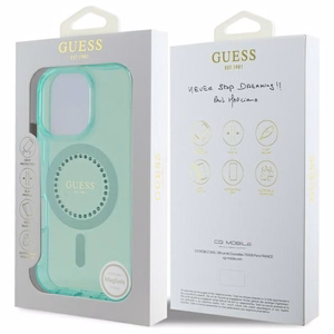 Guess IML Rhinestones MagSafe iPhone 16 Pro Max Ümbris - Roheline