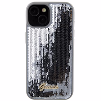 GUESS ümbris jaoks IPHONE 13 / 14 / 15 GUHCP15SPSFDGSS (Sequin Script Metal) hõbedane